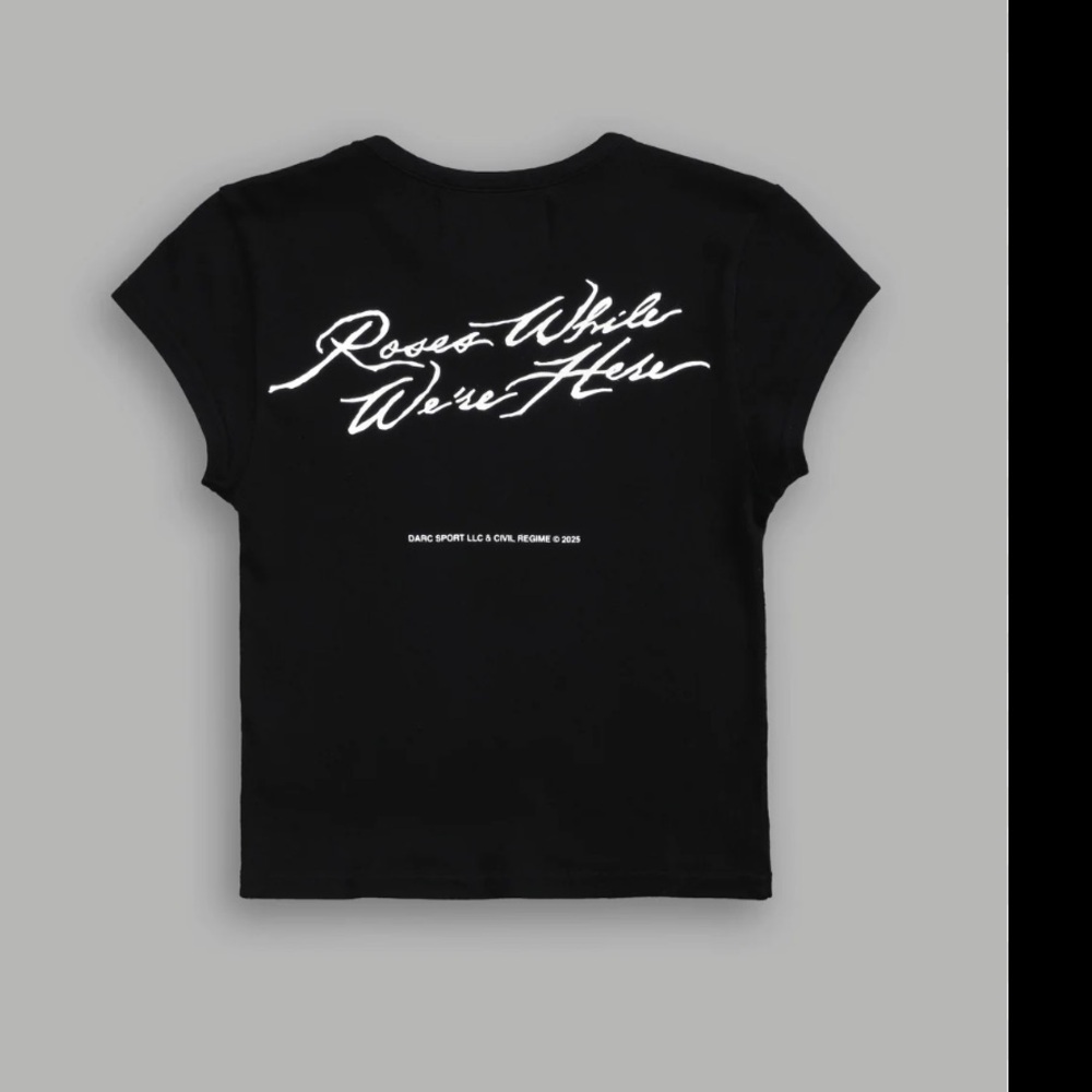 Black Graphic T-Shirt with White Script